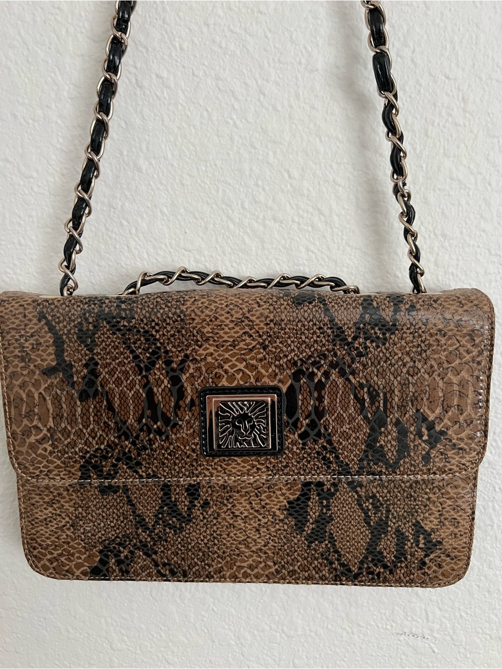 Anne Klein Snake-Print Crossbody Bag - Brown & Black